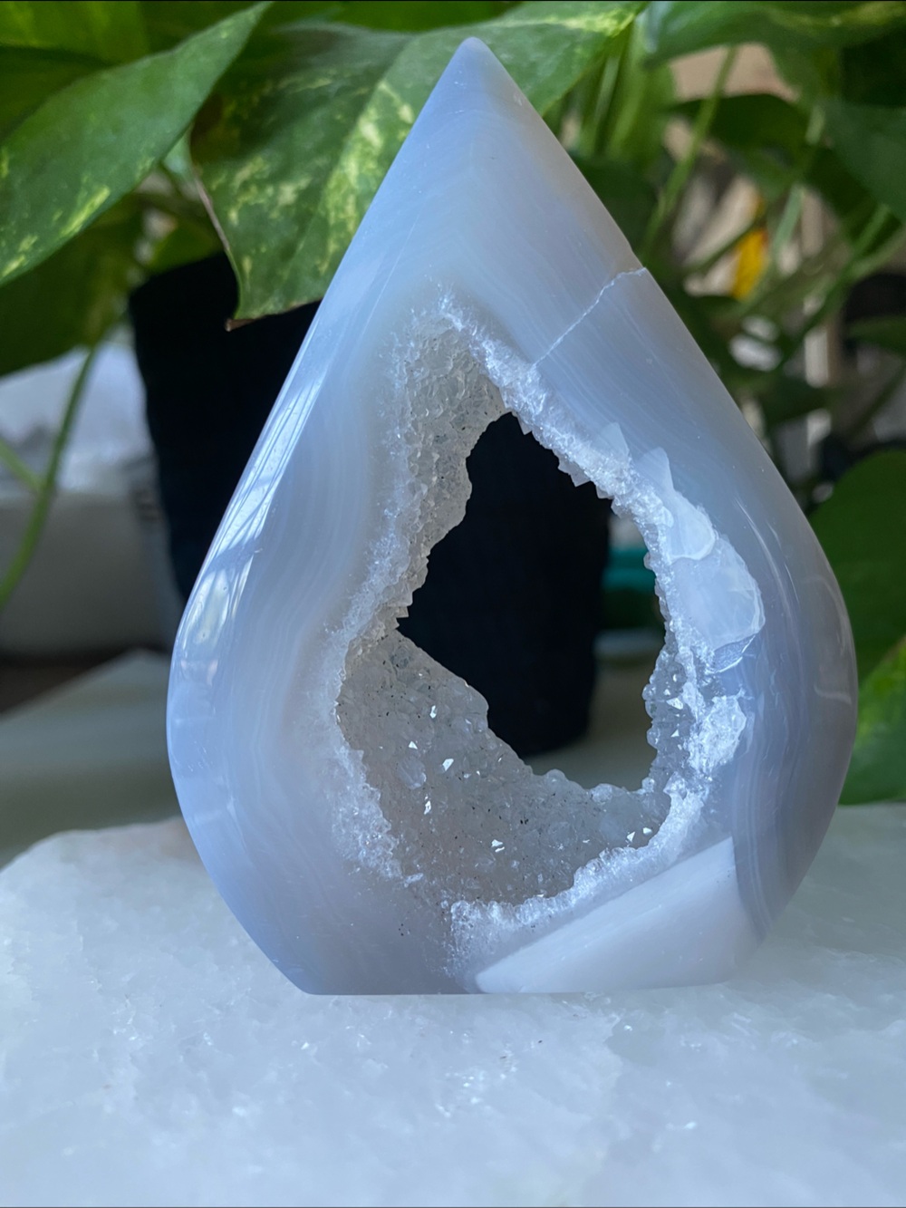 Druzy Agate Teardrop - Polished Crystal Display